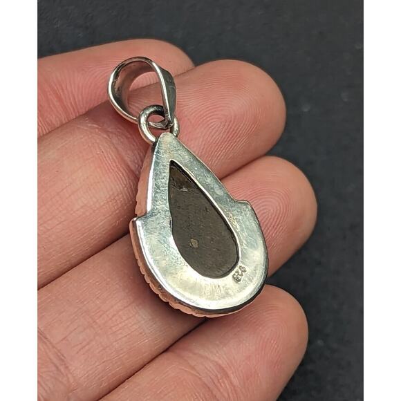 Colorful Ammolite Fossil Dragon Scale Teardrop Sterling Silver Pendant *Read* - Picture 12 of 14